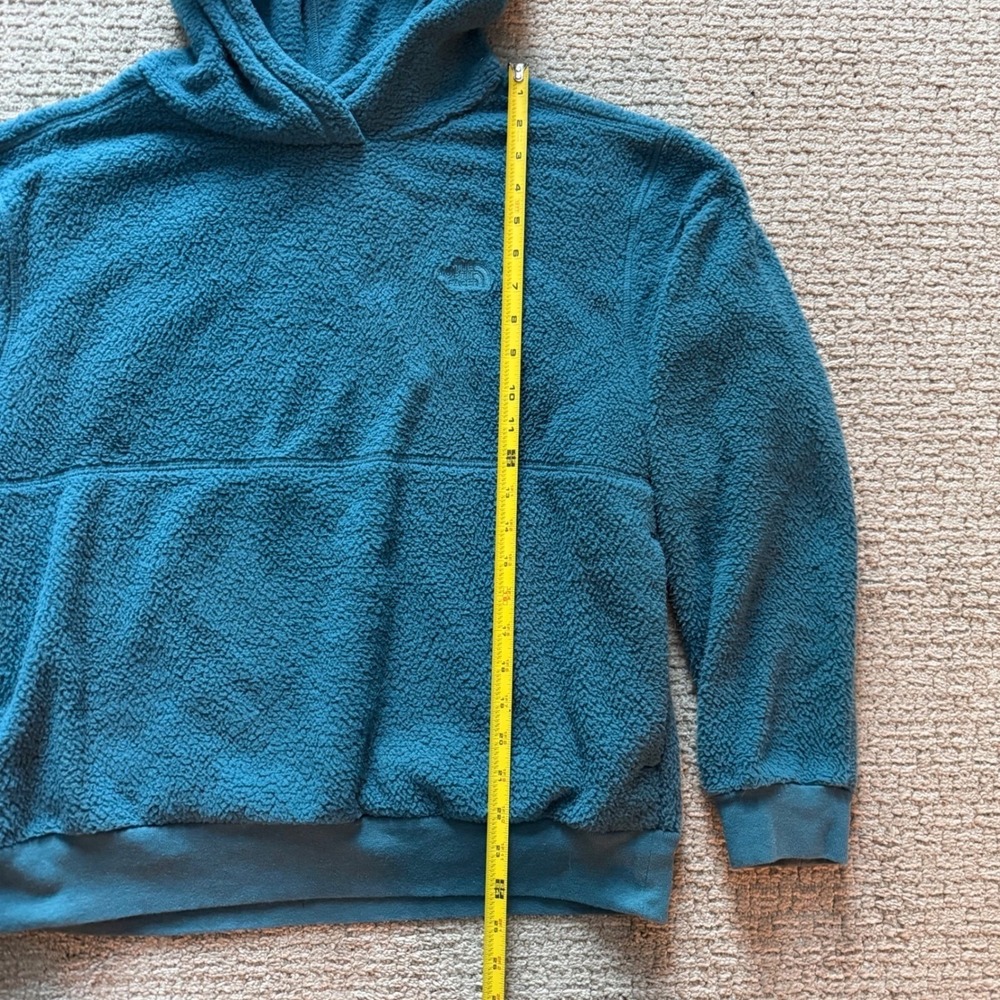 The North Face Teal Fleece Hoodie Pullover Womens Size L Cozy Relaxed Fit - Picture 5 of 10